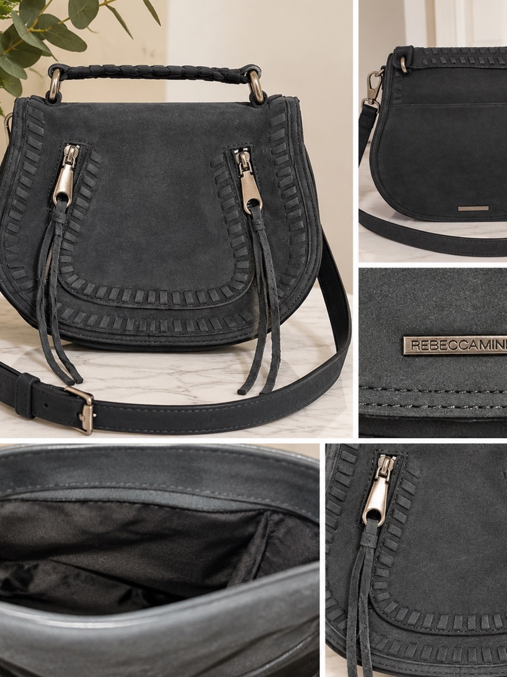 Rebecca Minkoff Black Suede Saddle Crossbody Western/Boho/Cowgirl Chic